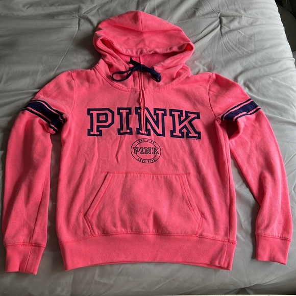 PINK Victorias Secret Half Zip Hoodie Love Size X Small Sport Stripe Junior Y2K - Picture 3 of 6